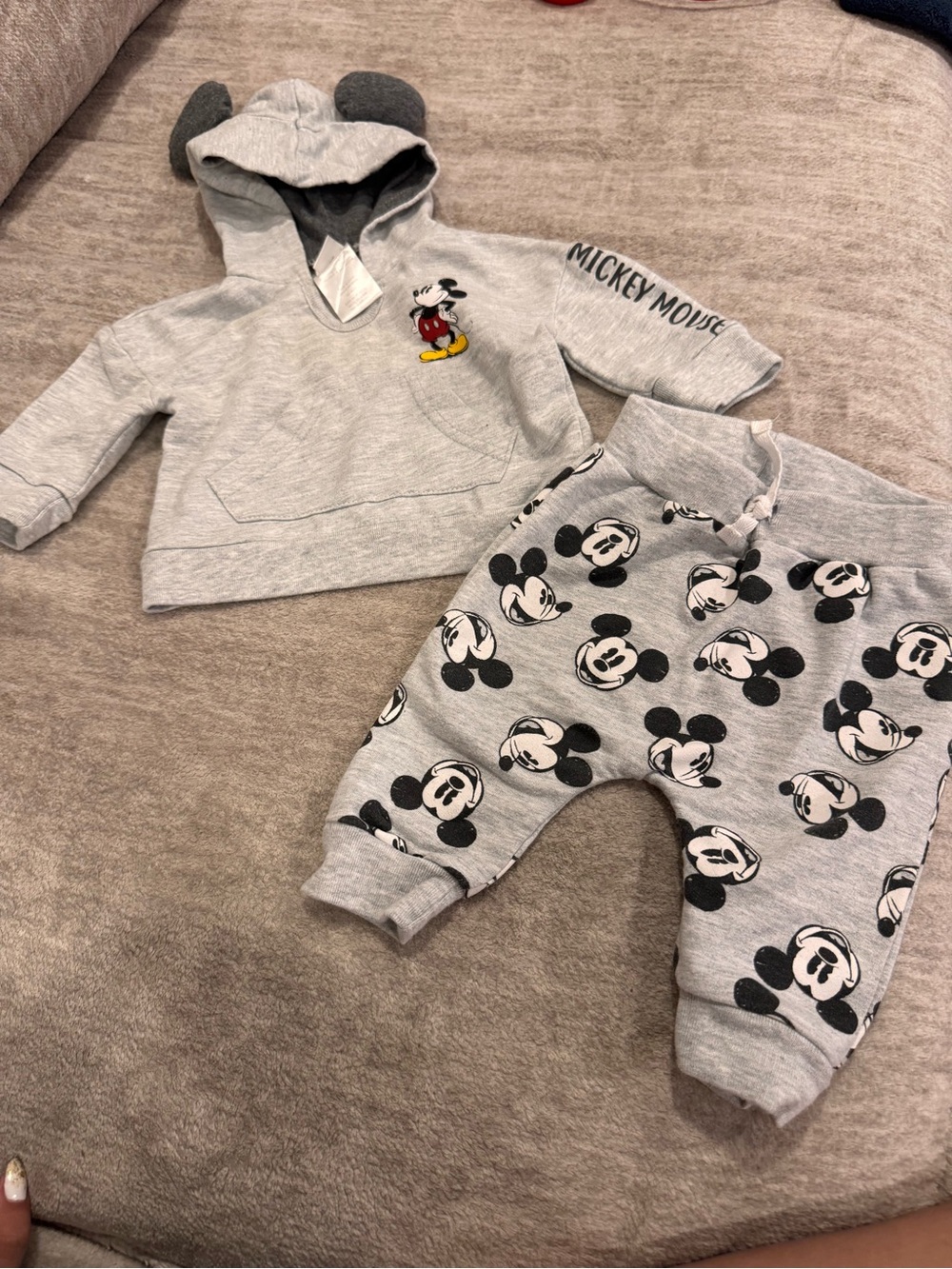Disney Light Gray Infant Hoodie & Jogger Set